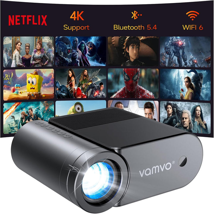 vamvo Proyector portátil WiFi Videoproyector 1080P 200" Proyect...
