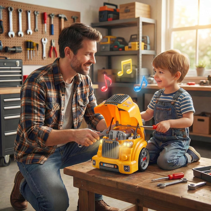 POFJOEQ Juguete interactivo de motor de camión con piezas extraíble...
