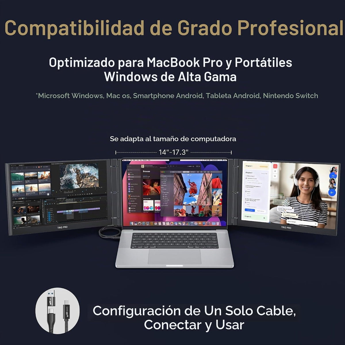 Nuevo móvil Pixeles Trio 3 Pro 14.1 "QHD 1400P triple monitor p...