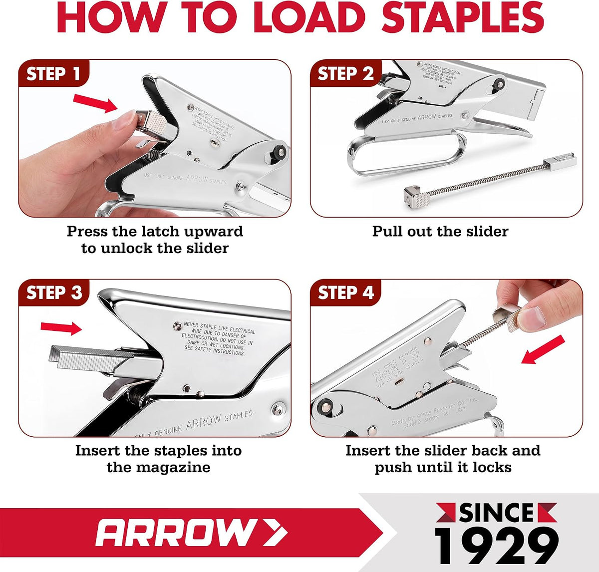 Arrow Fastener P22 - Engrapadora de alicates de mano resistente para manualidades, oficina y aislamiento, utiliza grapas de 1/4 pulgadas y 5/16 pulgadas