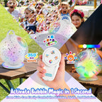 Máquina de burbujas con control remoto, rotación automática de 360° y 7 luces RGB recargable, máquina de burbujas para niños y niñas, máquina de burbujas portátil para fiestas, bodas, cumpleaños