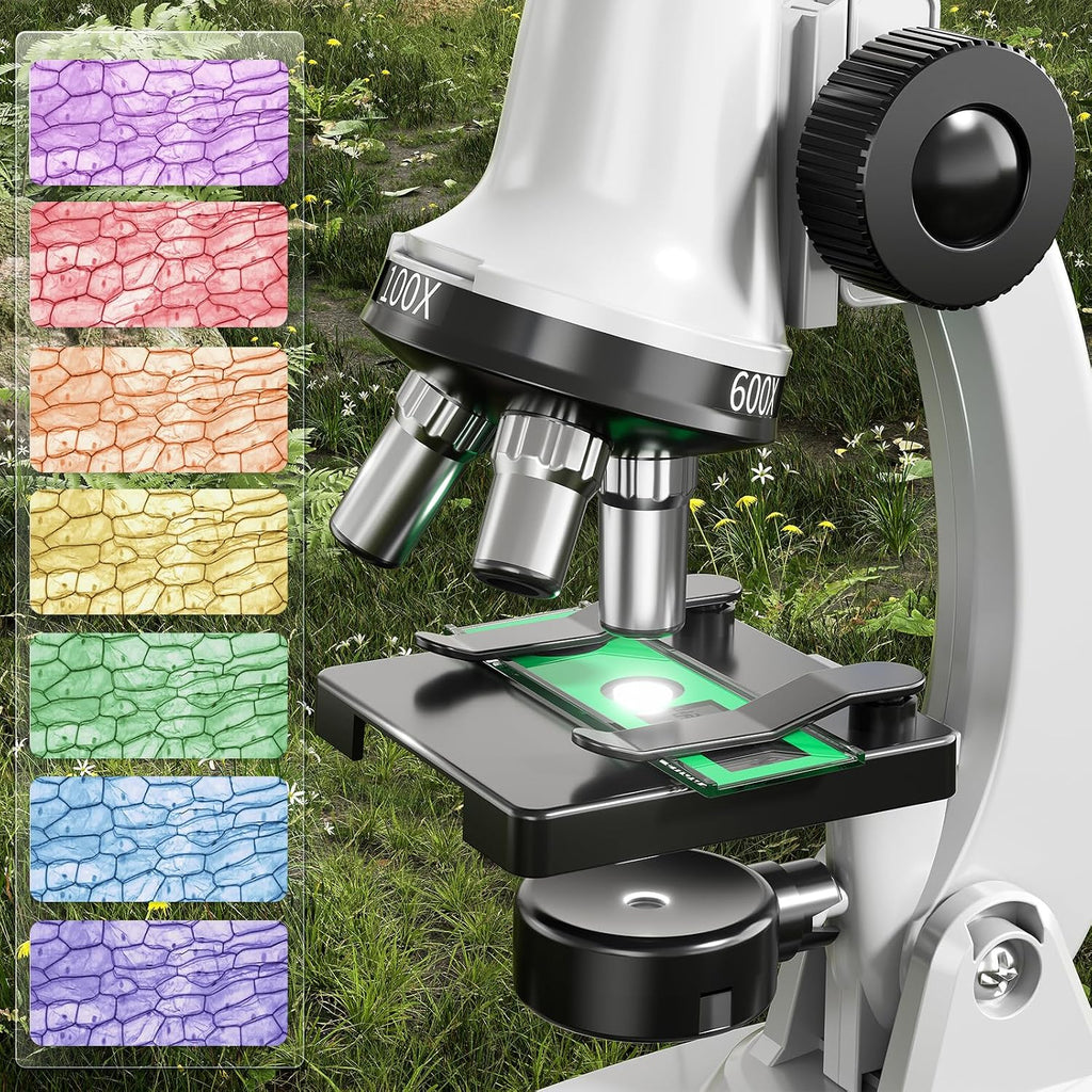 Microscopio para niños, 67 piezas de microscopio científico para niños con microscopio 100X-1200X, diapositivas y herramientas, kit de experimentos científicos, proyecto STEM, juguete de regalo para niños y niñas principiantes 3-5 5-7 8-12