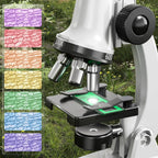 Microscopio para niños, 67 piezas de microscopio científico para niños con microscopio 100X-1200X, diapositivas y herramientas, kit de experimentos científicos, proyecto STEM, juguete de regalo para niños y niñas principiantes 3-5 5-7 8-12