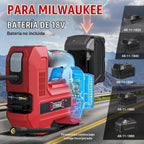 DIYtoolifz Inflador de neumáticos inalámbrico de 160 PSI compatible con compresor de aire Milwaukee de 18 V, bomba de aire portátil de apagado automático, luz LED, medidor de presión digital para automóviles, motocicletas y bicicletas (solo herramienta)