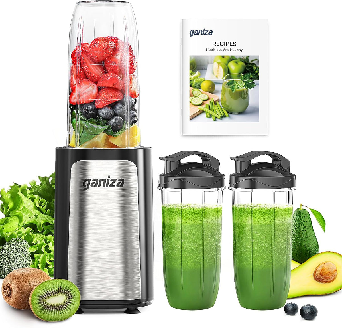 Licuadora Ganiza Smoothie, 14 piezas de batidos y batidos personales portátiles