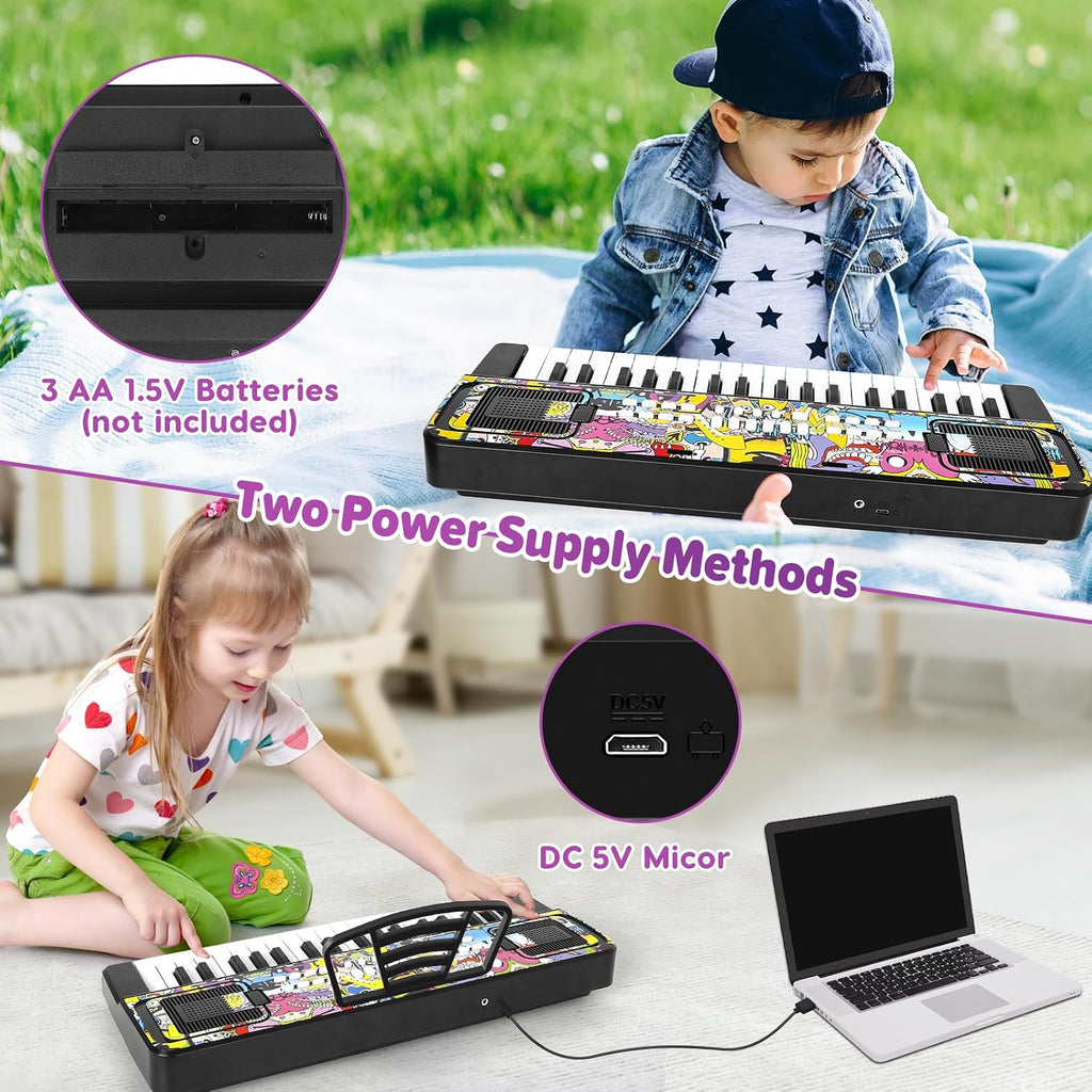 Teclado de piano para niños, piano para niños, teclados musicales de 37 teclas, pianos electrónicos con soporte para libro de música, juguetes musicales para niños pequeños, principiantes