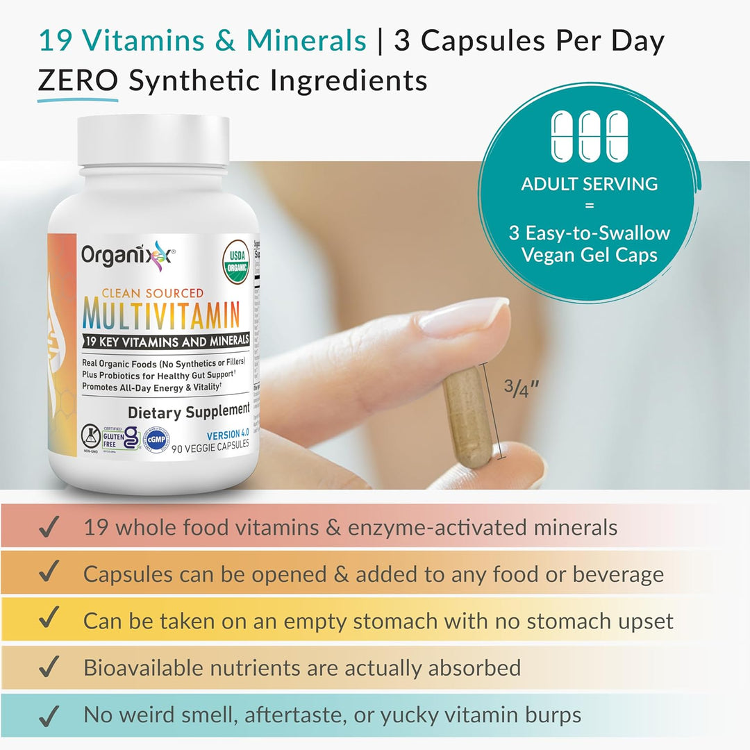 Organixx Multivitamínico de origen limpio para mujeres y hombres, c...