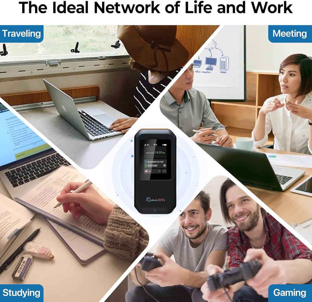 RoamWiFi 5G Mobile Hotspot WiFi6-4nm Chip | 10 GB US\/CA\/MX + 1 GB...