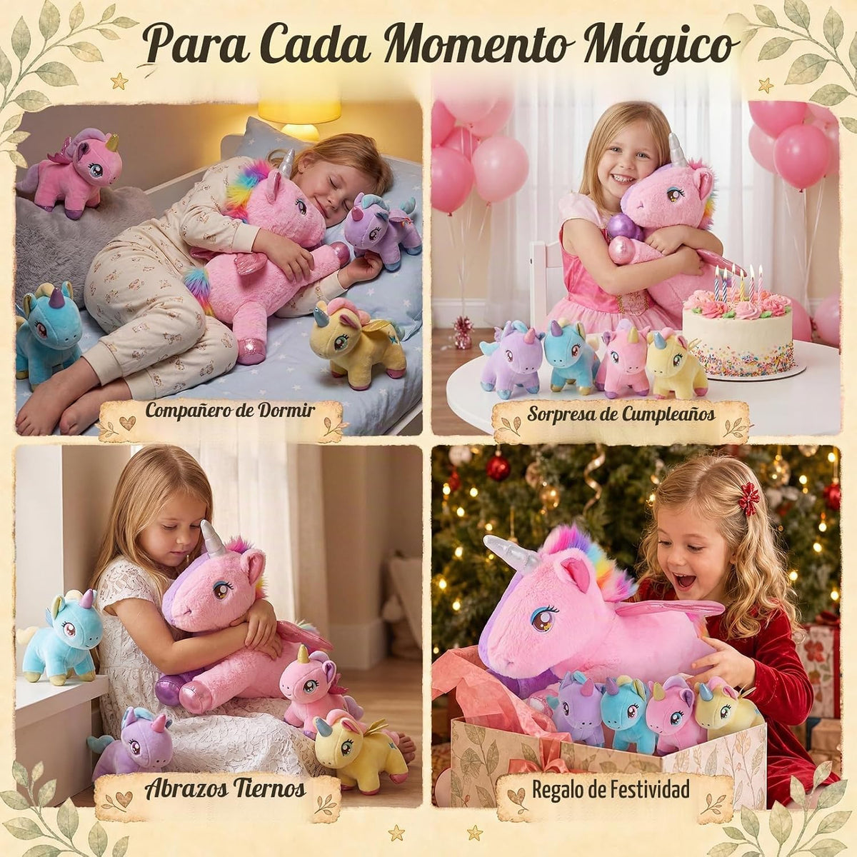 gnomantic Animales de peluche de unicornio con bebés en el interior