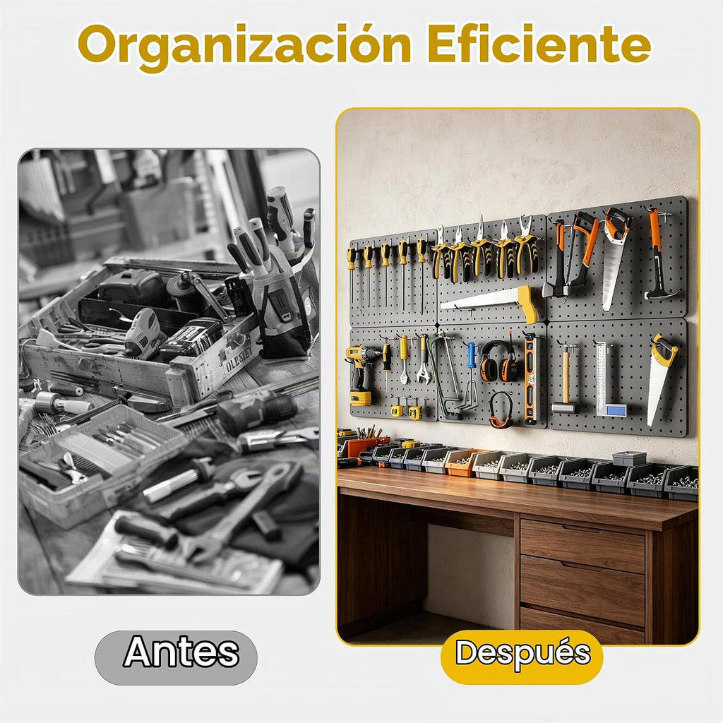 Kit organizador de tablero perforado, paquete de 6 paneles de metal de