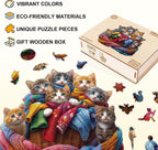 Rompecabezas de madera para adultos, rompecabezas de gato de tela colorida