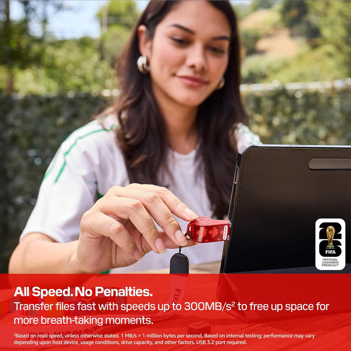 SANDISK Unidad flash USB-C de 128 GB, edición de la Copa Mundial de...