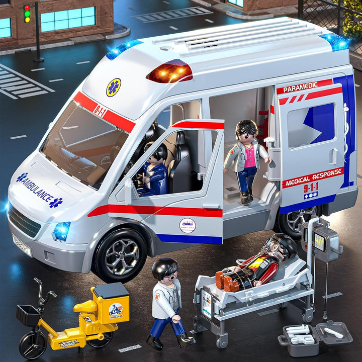 MSKOLER - Juego de ambulancia de juguete para niños de 3 a