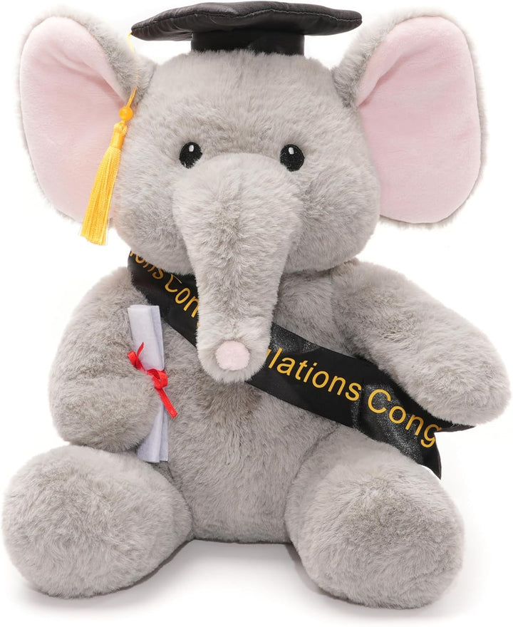 WEIGEDU Juguete de peluche de elefante de graduación, 12 pulgadas |...