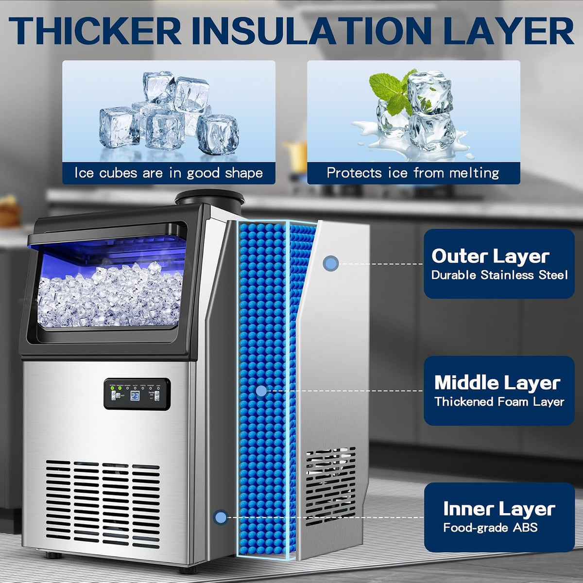 Máquina comercial del fabricante de hielo 110LBS/24H debajo de la