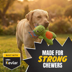 Bite Force - Juguete duradero y fuerte para perros, dinosaurio verde con chirriador, reforzado con Kevlar para masticadores agresivos.