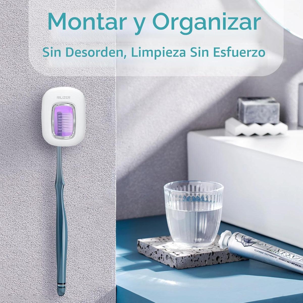 RILIZER Cubierta desinfectante para cepillos de dientes UV, tapa de...