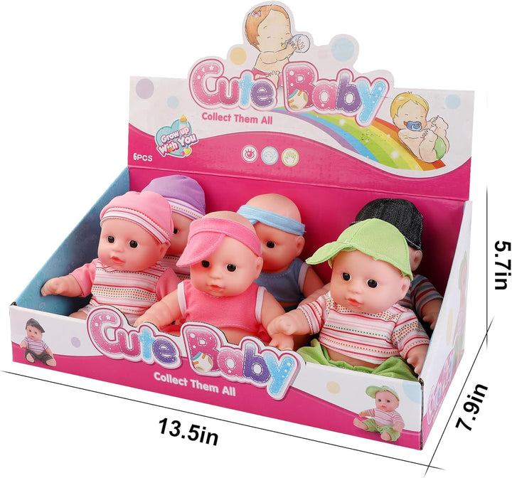 Liberty Imports Paquete de 6 muñecas de bebé, lindas muñecas infant...