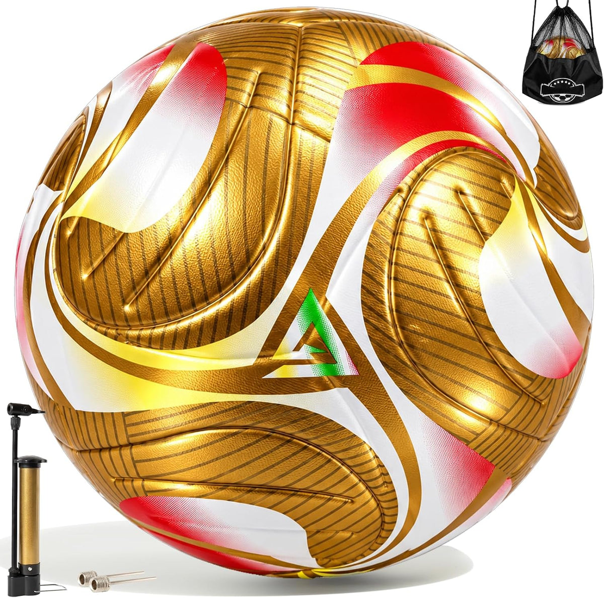 Balón de fútbol tamaño 5, piel sintética impermeable, pelota oficial de partido, con bomba y agujas