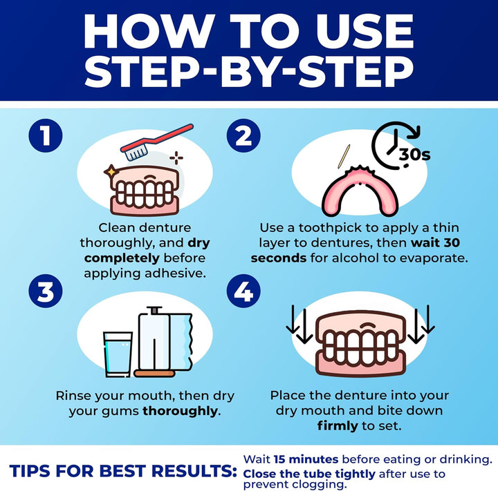 Secure Adhesivo para Dentaduras Impermeable - Sin Zinc - Extra Fuer...