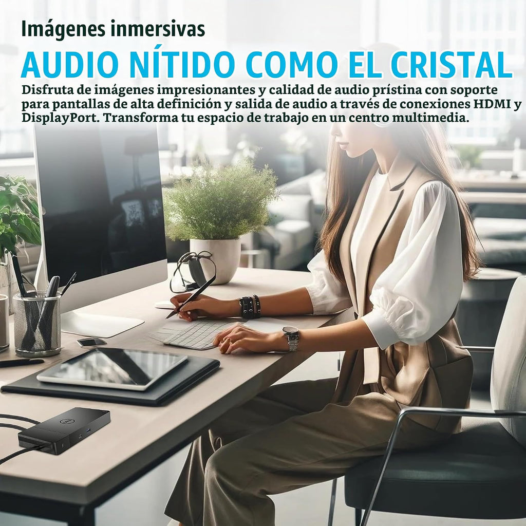 Dell WD19TBS Thunderbolt Dock - Estación de acoplamiento USB C con monitor dual con 180, cable HDMI, cable DisplayPort, estación de acoplamiento para laptop y computadora Dell