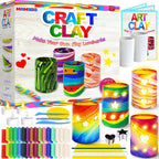 MHMYDIS Haz tus propias luminarias de arcilla - Kit de artes y manualidades para niños y adolescentes de 6, 7, 8, 9, 10, 11, 12 años y más - Juguetes creativos de linternas de arcilla para niños de 8