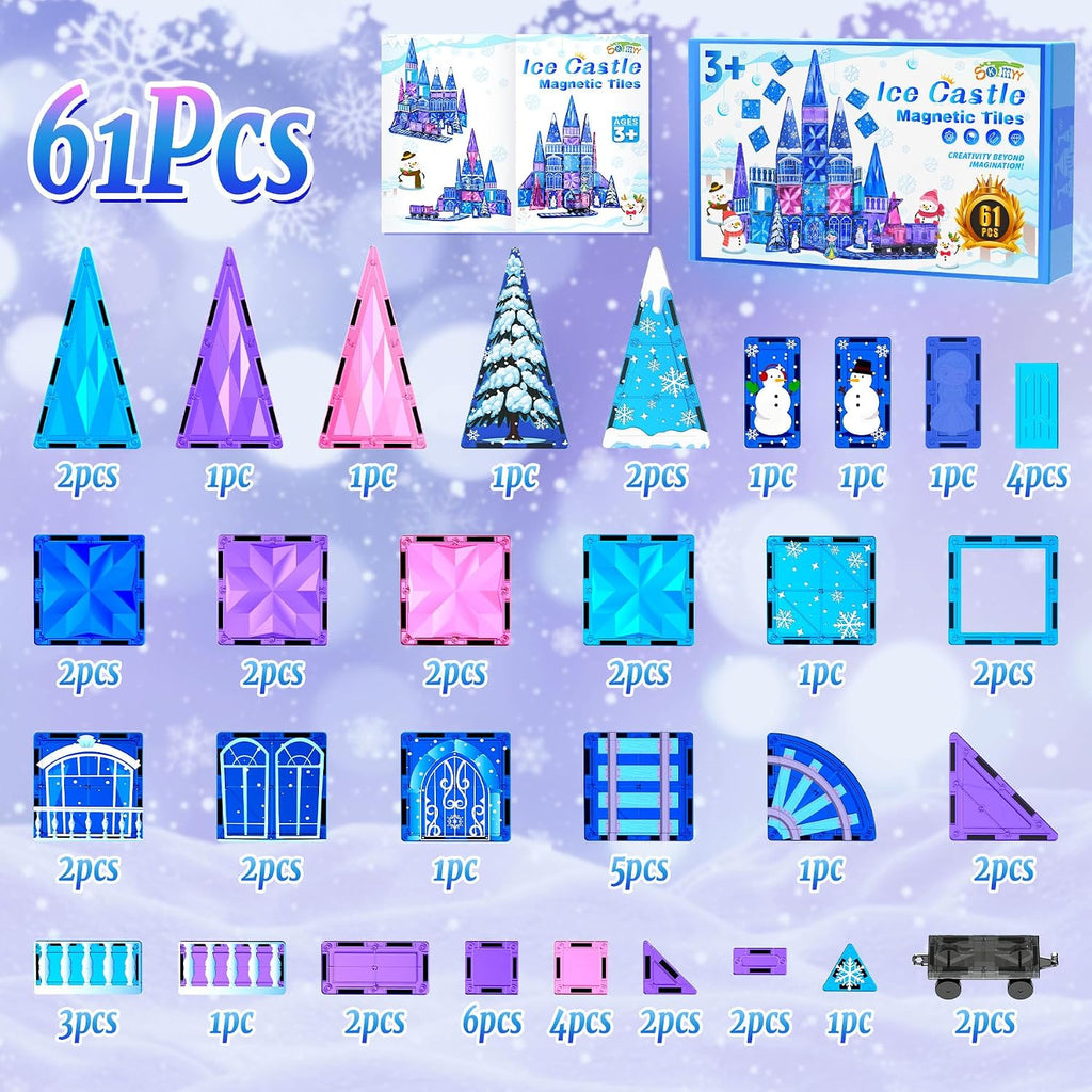 Princess Castle - Azulejos magnéticos para niños de 4 a 8 años con juego de