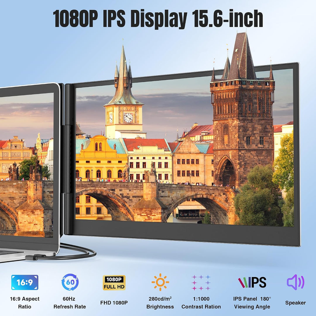KEFEYA Extensor de pantalla para portátil de 15.6 pulgadas, FHD 108...