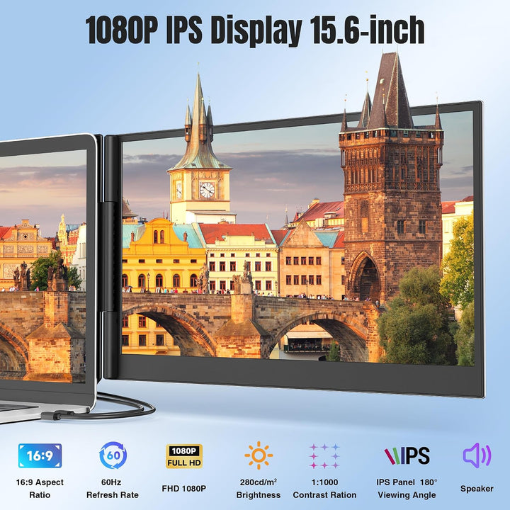 KEFEYA Extensor de pantalla para portátil de 15.6 pulgadas, FHD 108...