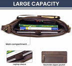 LEATHER VILLAGE Bolso Mensajero de Cuero Vintage–Morral Hecho a Mano de 15.5" para Hombres y Mujeres– Bolso de Hombro para Oficina, Viajes y Uso Diario