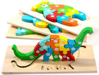 Montessori Mama Rompecabezas de madera para niños de 3 a 5 años, juguetes Montessori para niños de 3 años, juguetes de animales a partir de 3 años, paquete de 4 rompecabezas de aprendizaje