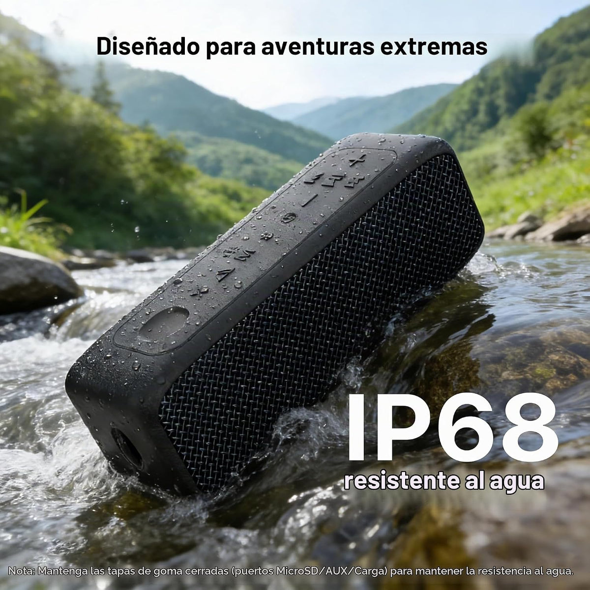 JUOVI Altavoz Bluetooth IP68 Soporte impermeable TF tarjeta, entrada AUX