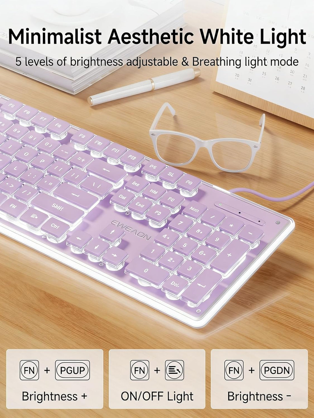 SEUNKWANG EWEADN GX710S Teclados retroiluminados para computadora,...