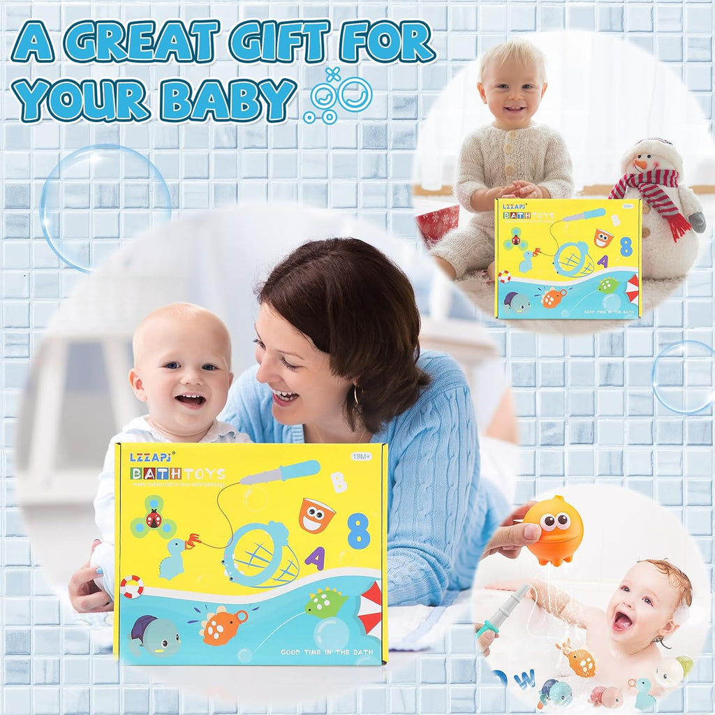 LZZAPJ Juguetes de baño para bebés de 1 a 3 años, juguete de bañera para niños con 36 letras y números de espuma para el baño, juegos de pesca con red de pescar, juguete de piscina con bolsa de