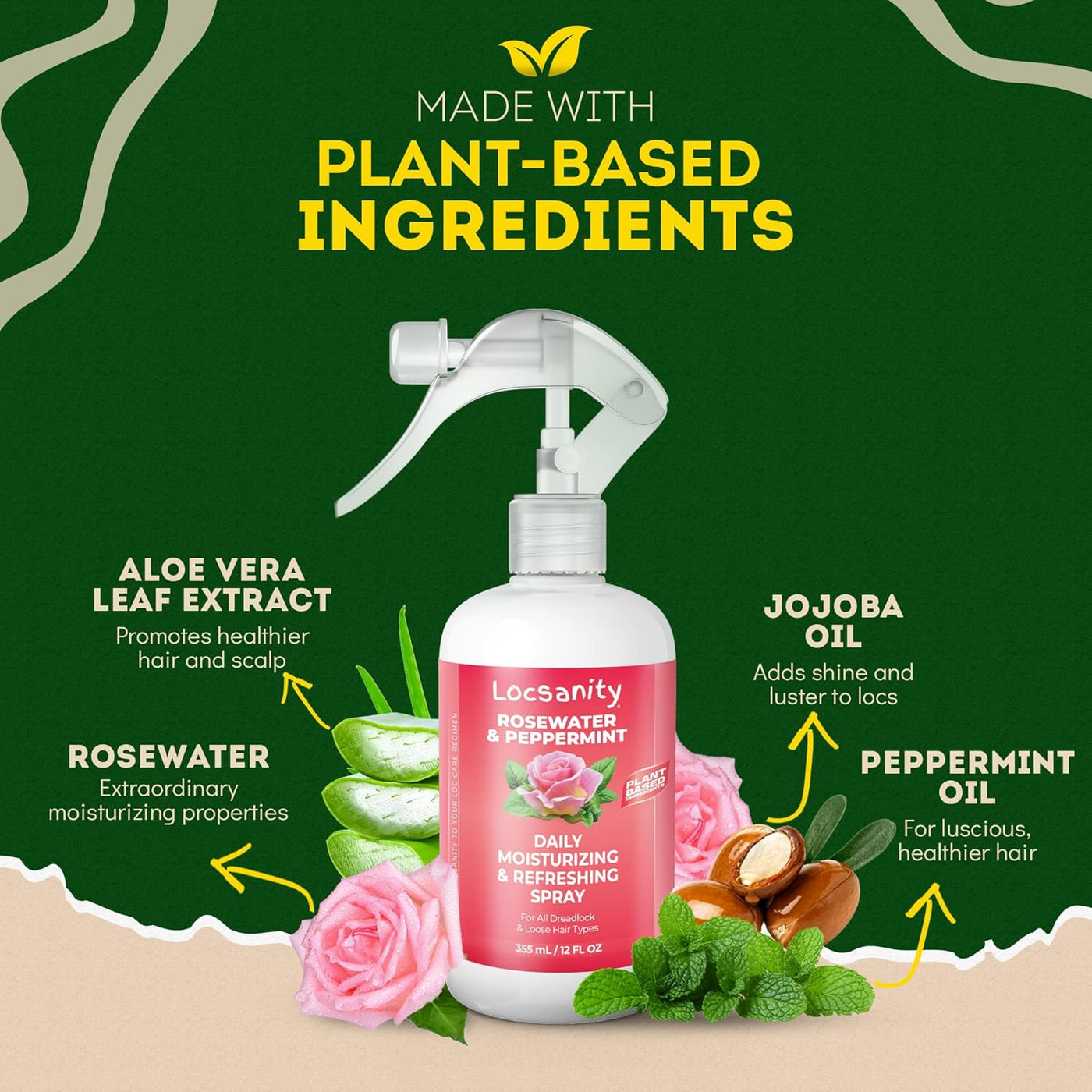 Loc Spray - Locsanity - Spray hidratante diario de agua de rosas y...