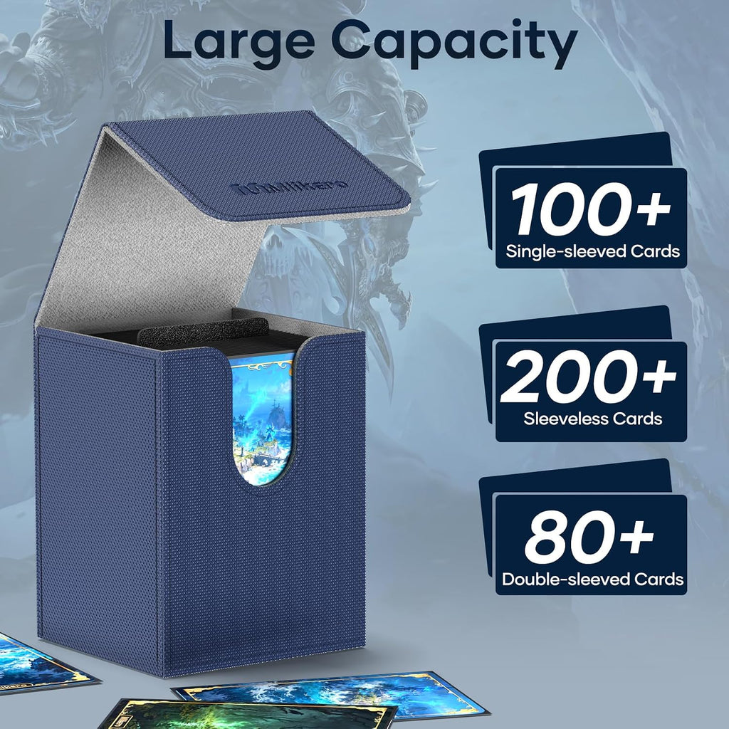Mlikero Paquete de 4 Cajas para Mazos de Cartas, Caja para Mazo Commander Contiene más de 400 Cartas con Funda Individual con 4 Separadores, Caja Magnética de Cuero para Cartas Compatible con MTG, TCG