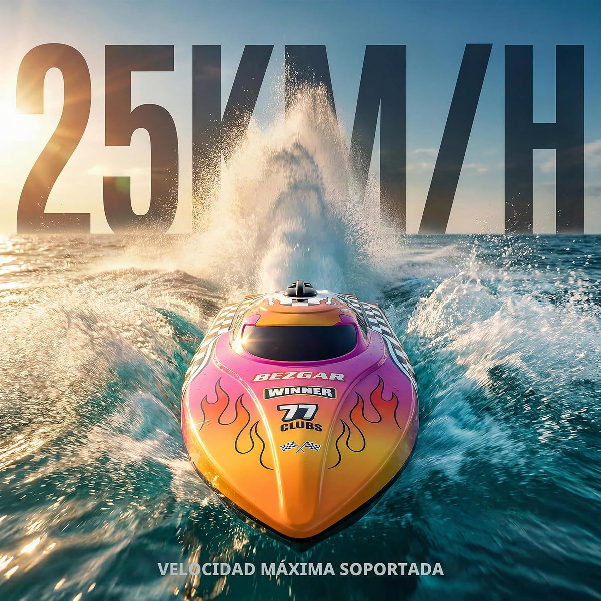 BEZGAR TX136 Barco de control remoto de 12 pulgadas y 25 KPH para niños