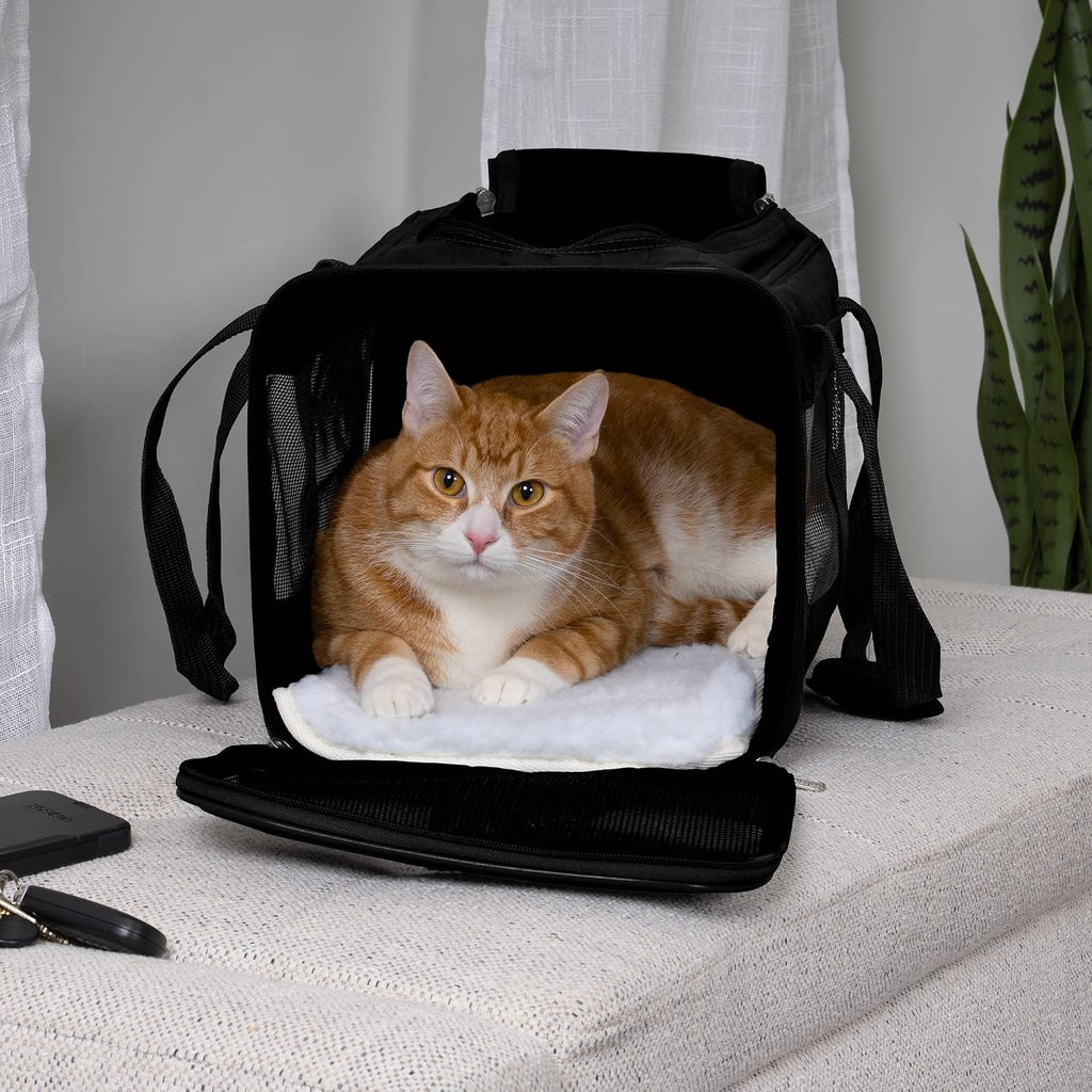 Sherpa Original Deluxe Transportador de Mascotas para Viajes, Aprobado por Aerolíneas y con Garantía a Bordo - Negro, Mediano