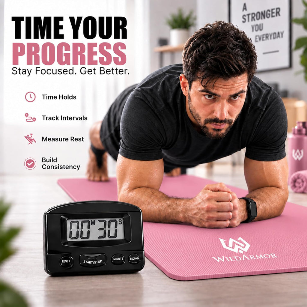 Tapete de yoga extra grueso, antideslizante de 0.591 in NBR, 72 x 24 pulgadas, viene con bola de masaje TPE y cronómetro digital, alfombrilla de entrenamiento para ejercicio en casa, fitness, pilates
