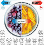 Juego apilable de 5 cuencos de vidrio anidados para ahorrar espacio con tapas de bambú para preparación de alimentos, almacenamiento, horneado, mezcla y cocina, aptos para microondas y horno