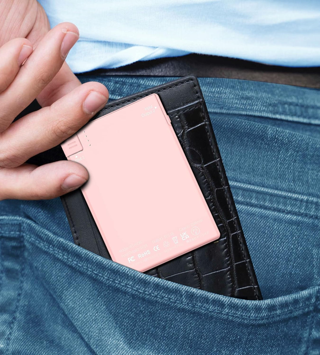 TNTOR Cargador portátil rosa para iPhone con cable Lightning integr...