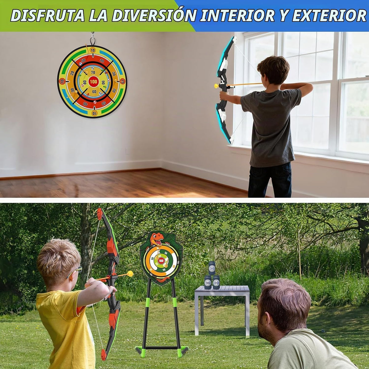 Bow y Arrow para Kids, LED Light Up Archery Set, Indoor Outdoor Sport Gifts para Boys Girls Ages 4-12