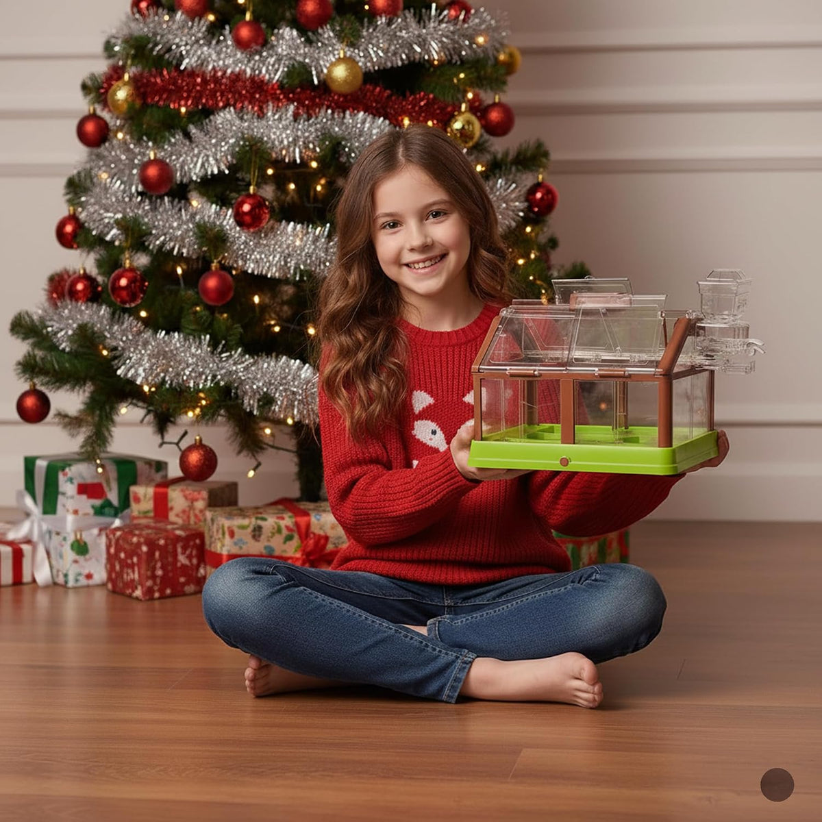 Kit de cultivo de plantas para niños, kit de cultivo de invernadero y flores para niños con riego mejorado y luz de crecimiento, jardinería perfecta para niños (verde solar)