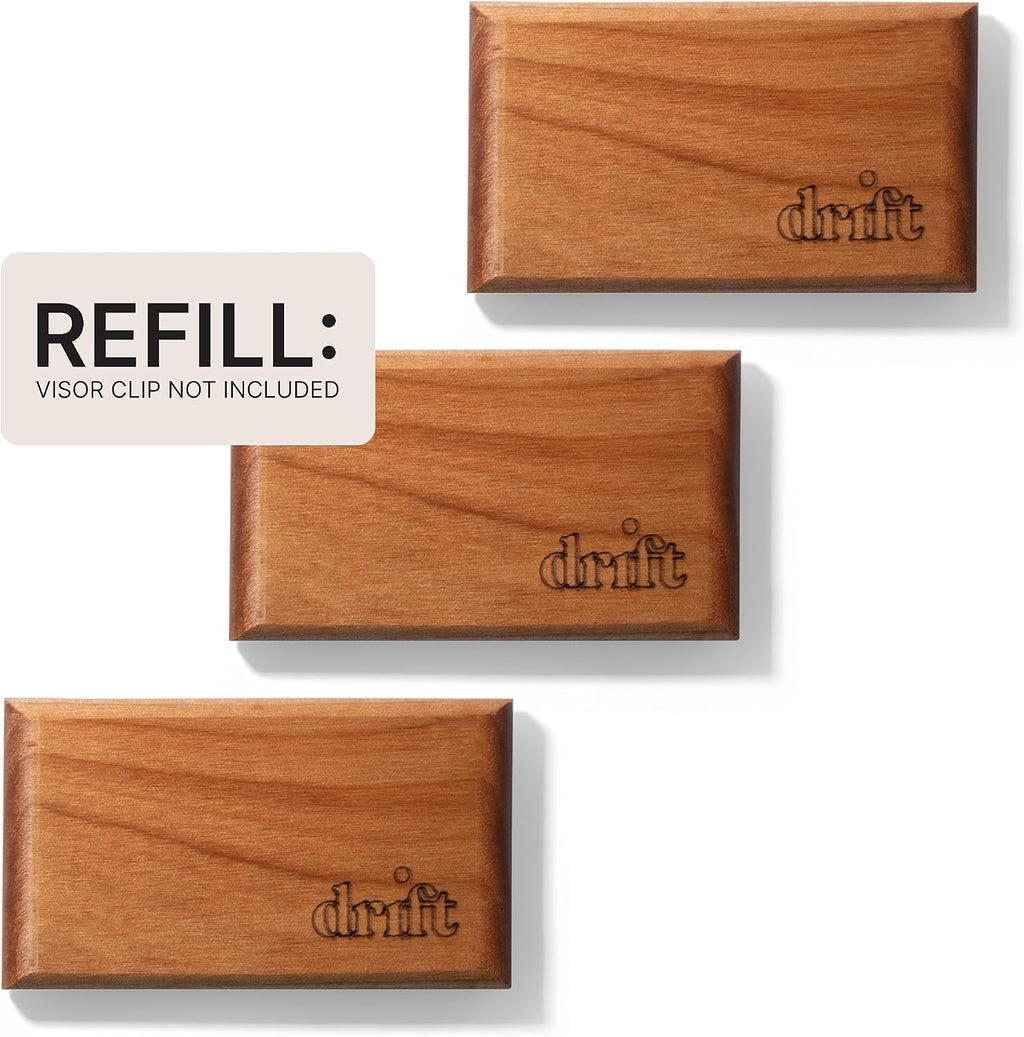 Drift - Ambientador de coche – El ambientador de madera original – Eliminador de olores de coche – Aroma de larga duración – Aceites esenciales – Ingredientes limpios – Variedad de 3 unidades de