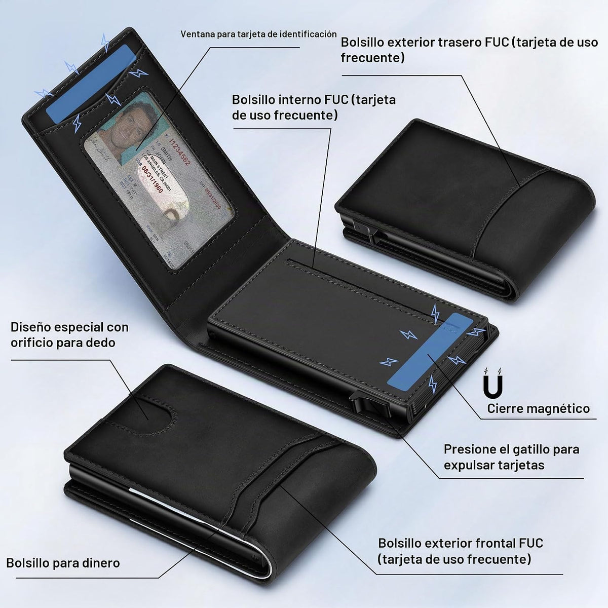 Card Wallet para Men Slim Minimalist: Smart Rfid Front Pocket Pop Up Wallets