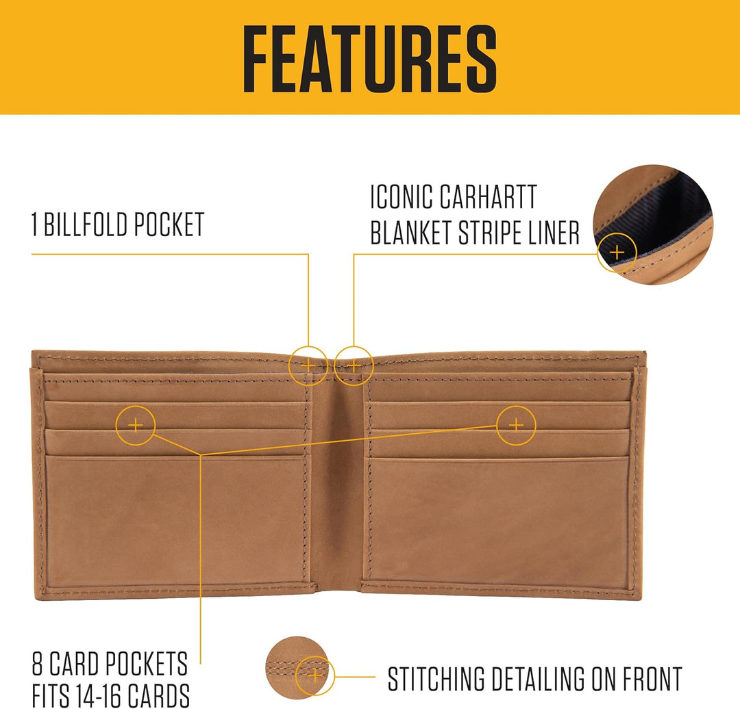 Carhartt Men's Casual Saddle Leather Wallets, Available in Mult...
