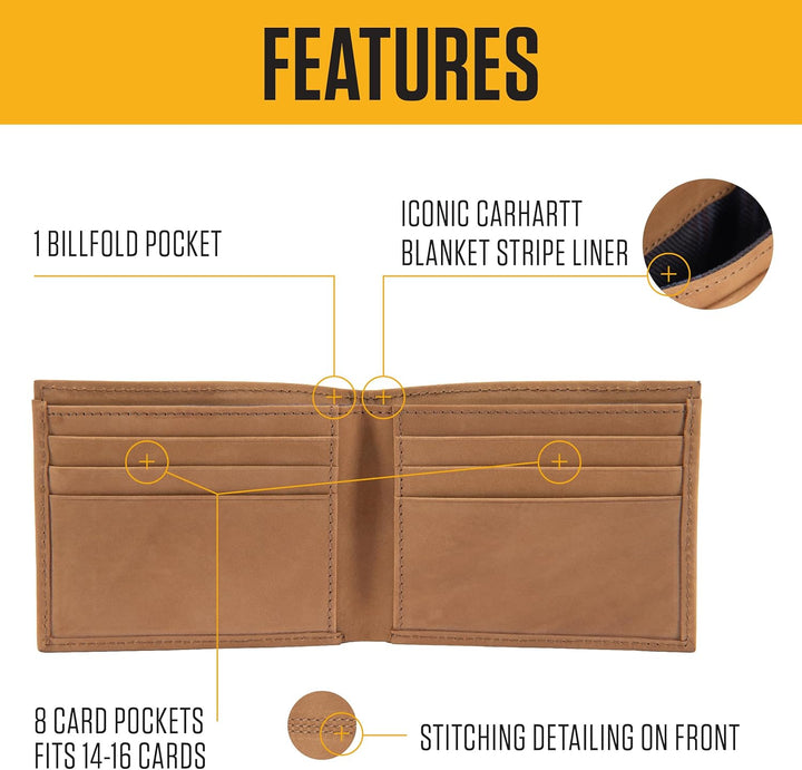 Carhartt Men's Casual Saddle Leather Wallets, Available in Mult...