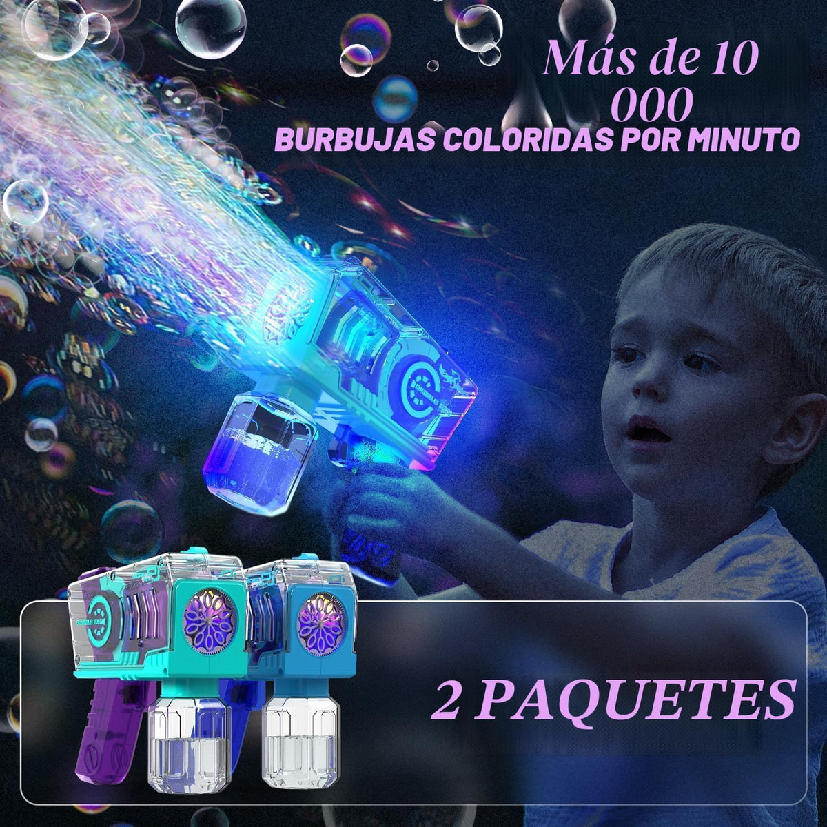 EagleStone Ametralladoras de burbujas 2 paquetes con 2 soluciones 20