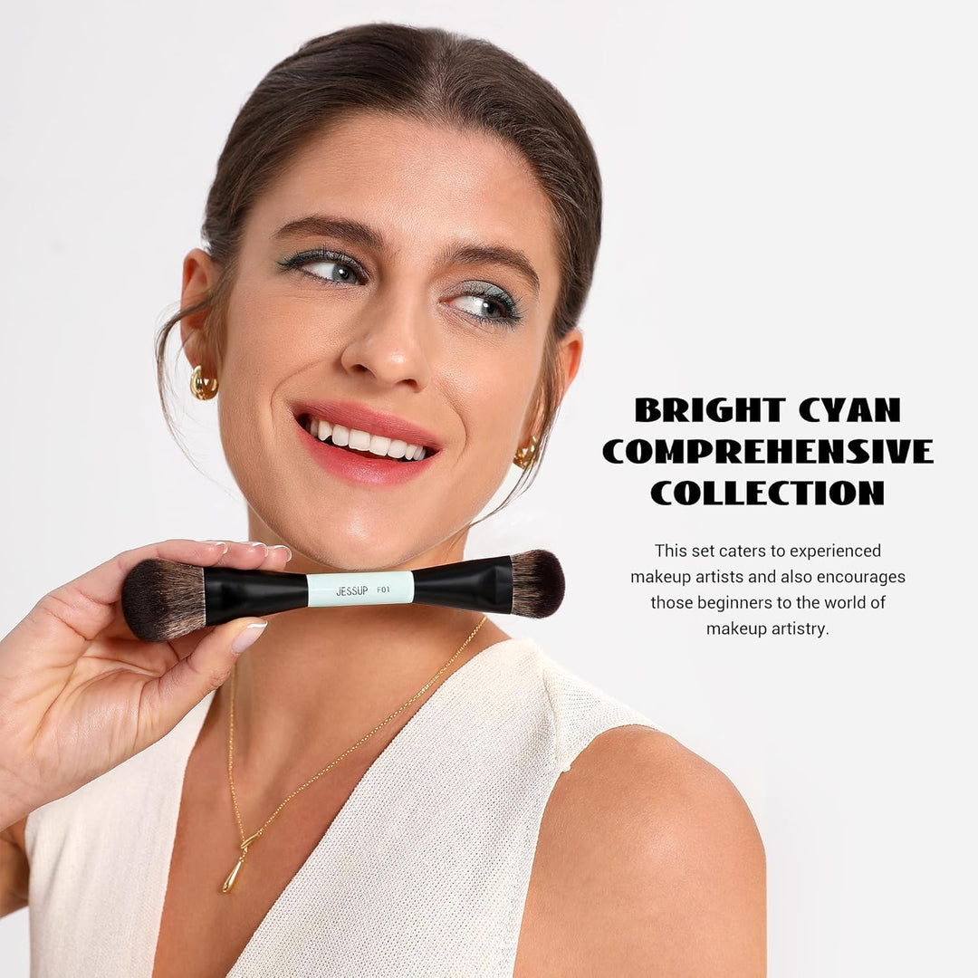 Jessup Juego de brochas de maquillaje, 10 piezas, doble cara para b...