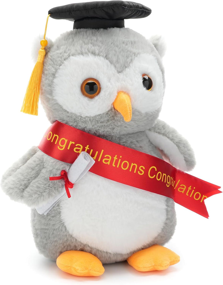 WEIGEDU Juguete de peluche de búho de graduación con birrete doctor...